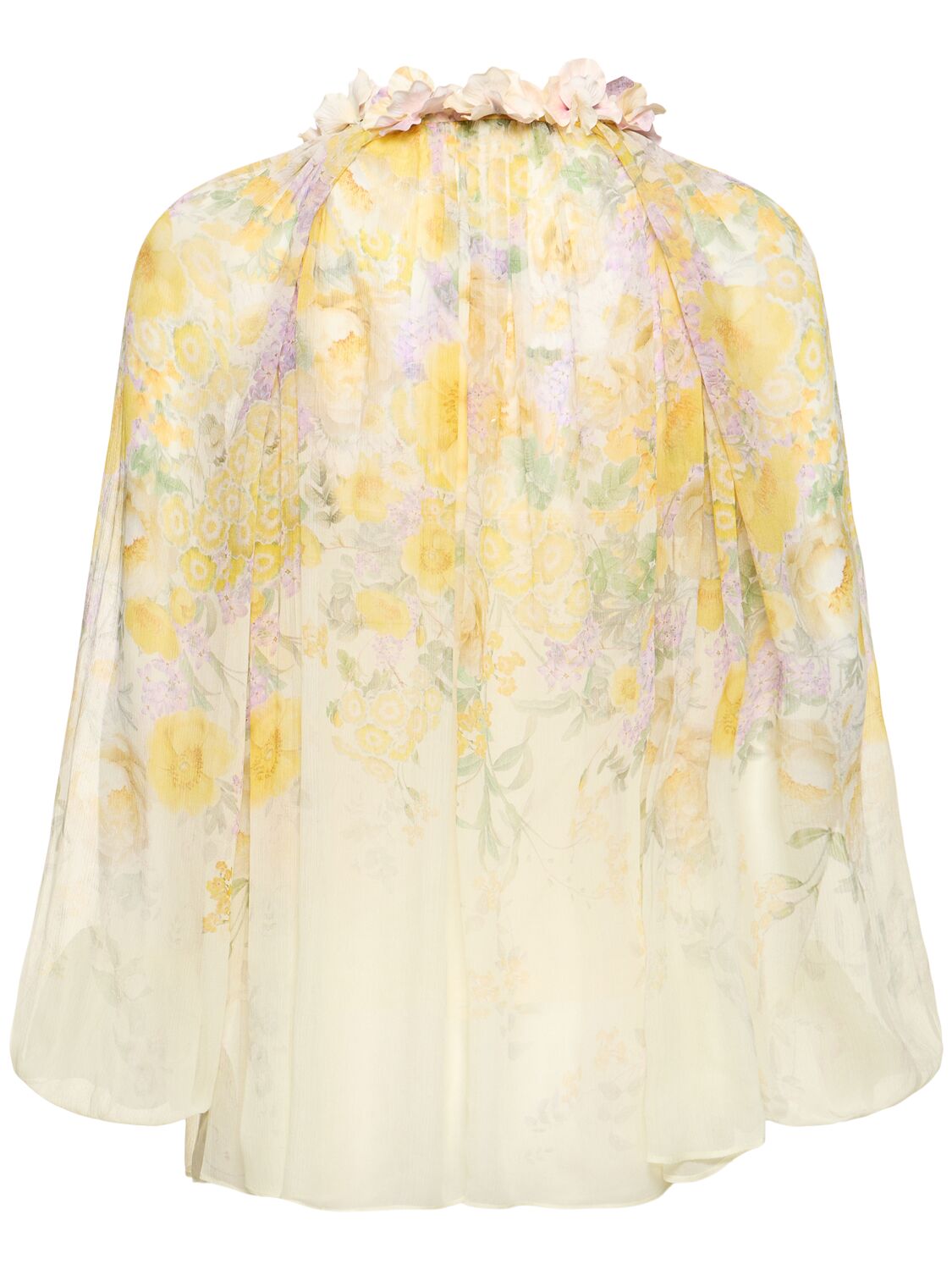 Shop Zimmermann Natura Floral Self-tie Viscose Blouse In White,yellow