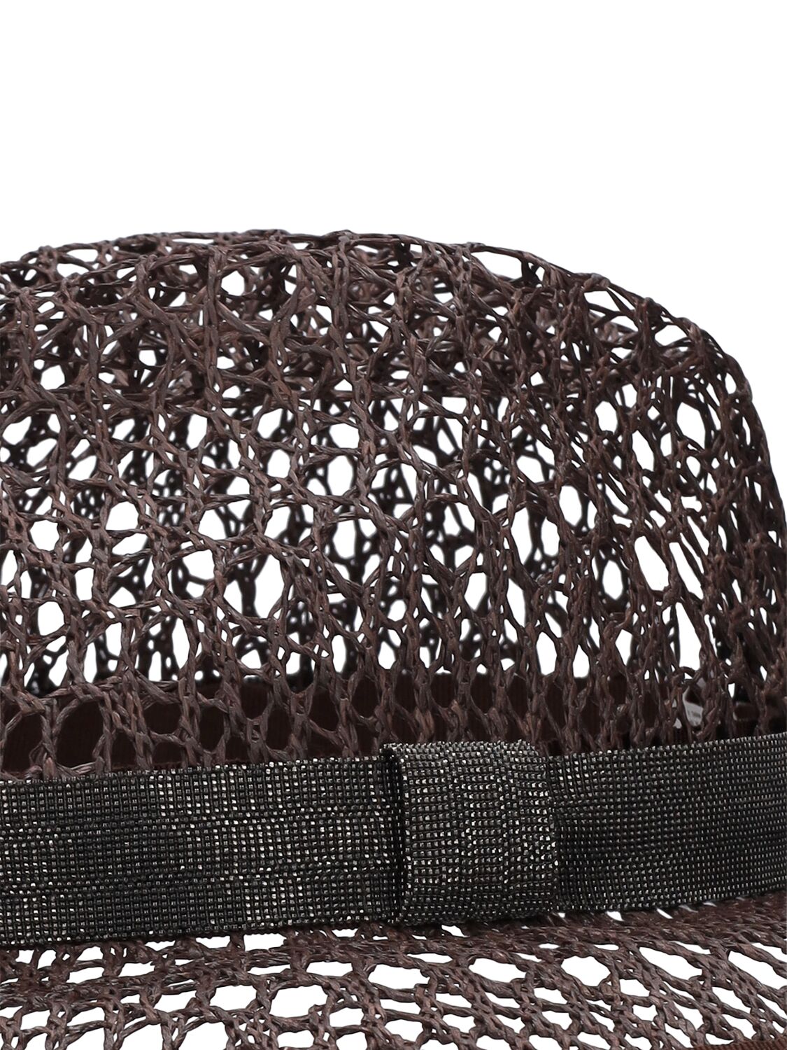 Shop Brunello Cucinelli Raffia Effect Brimmed Hat In Dark Brown