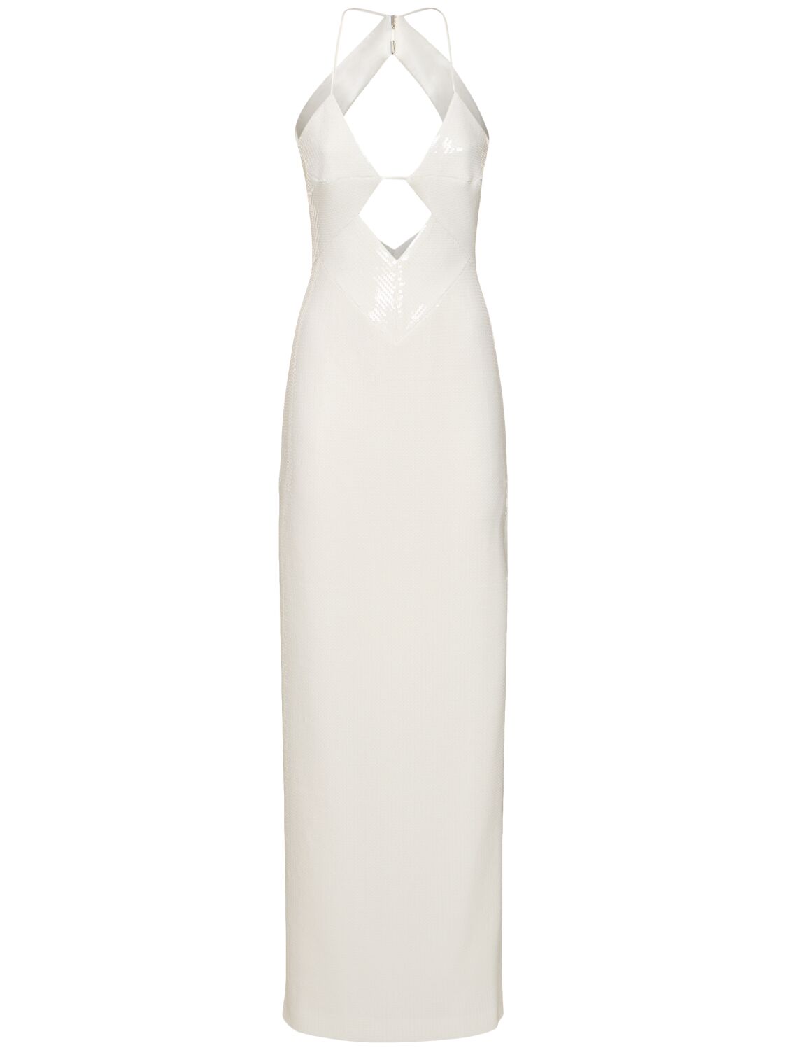 Galvan Kite Sequined Cutout Long Dress In White