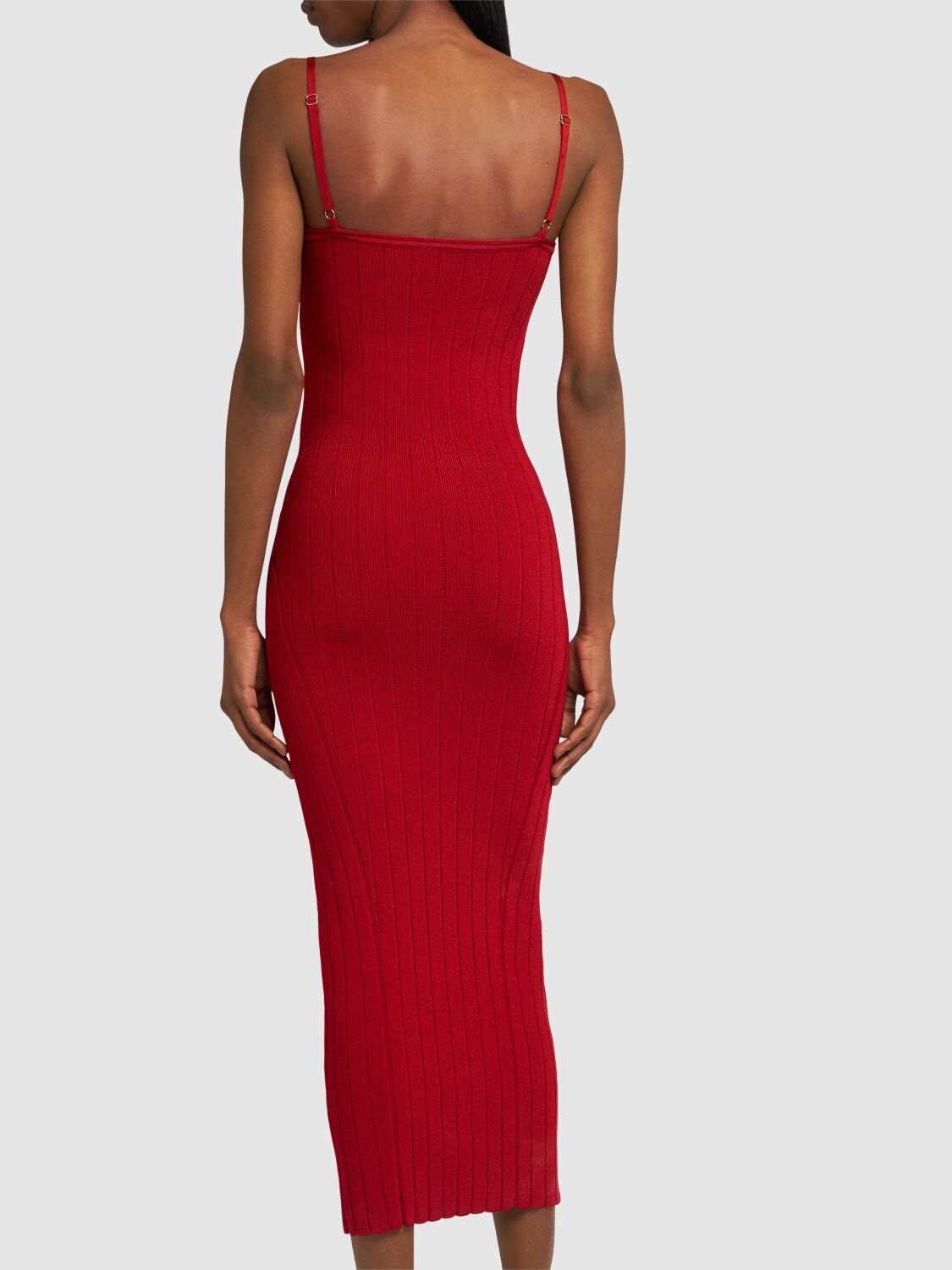 Shop Jacquemus La Robe Sierra Bretelles Midi Dress In Dark Red