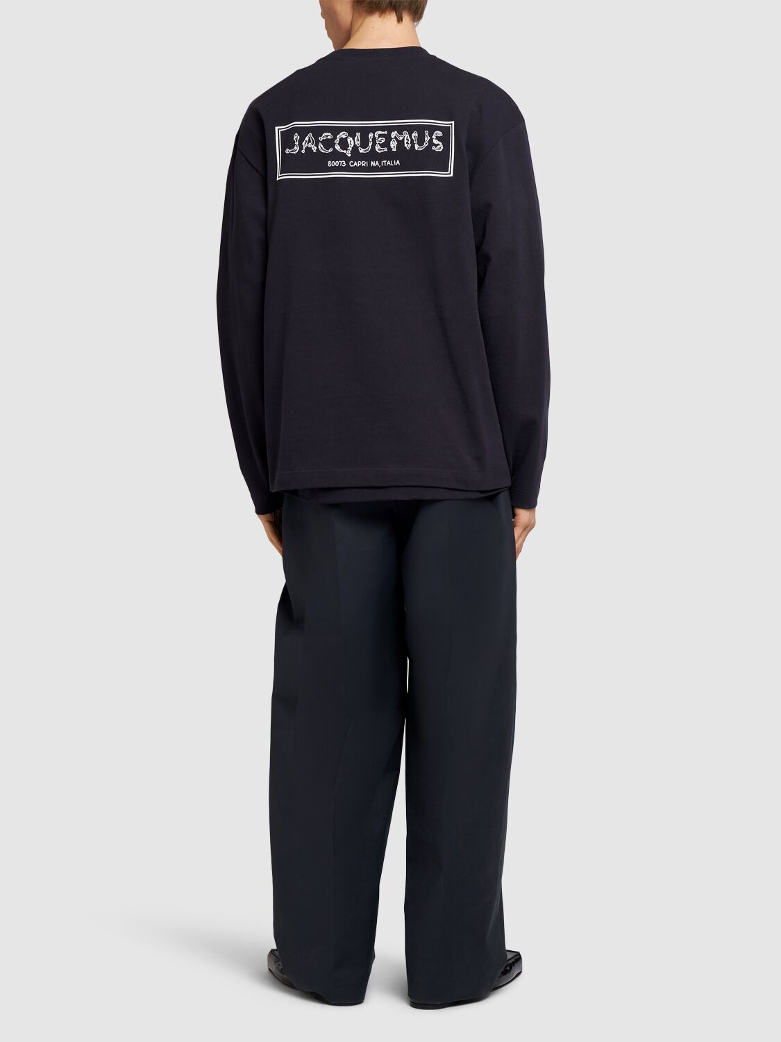 Shop Jacquemus Le T-shirt Merò Cotton Sweatshirt In Navy