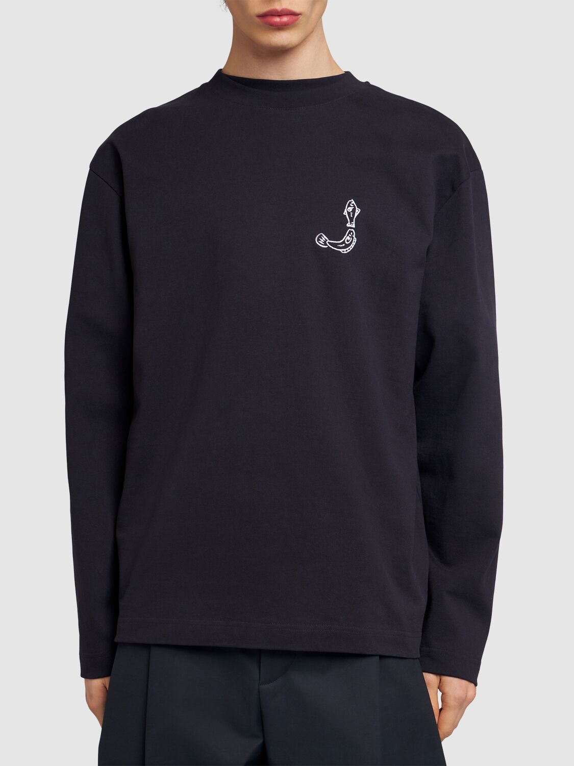 Shop Jacquemus Le T-shirt Merò Cotton Sweatshirt In Navy