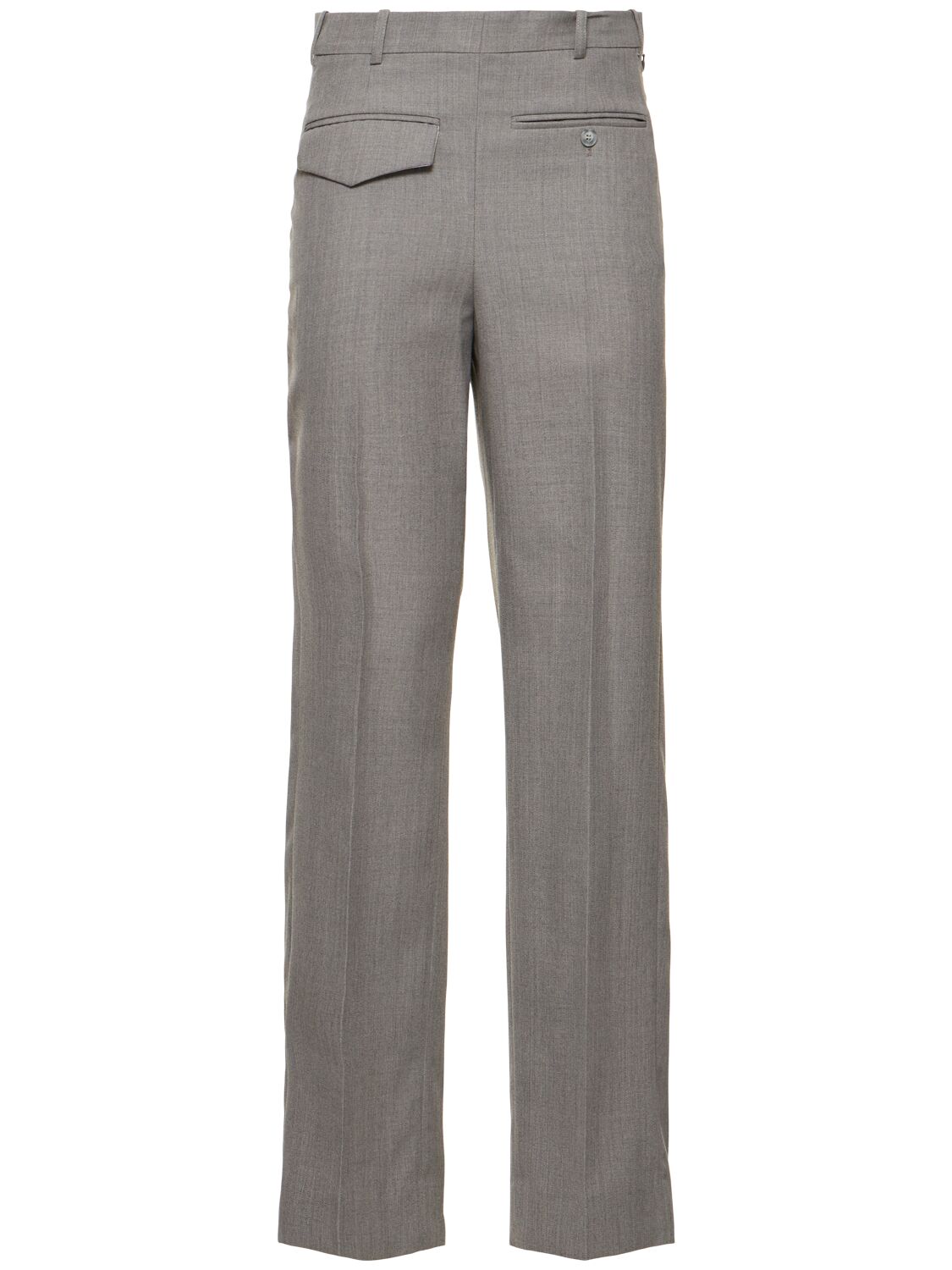 Victoria Beckham Reverse Front Wool Trousers In Grey