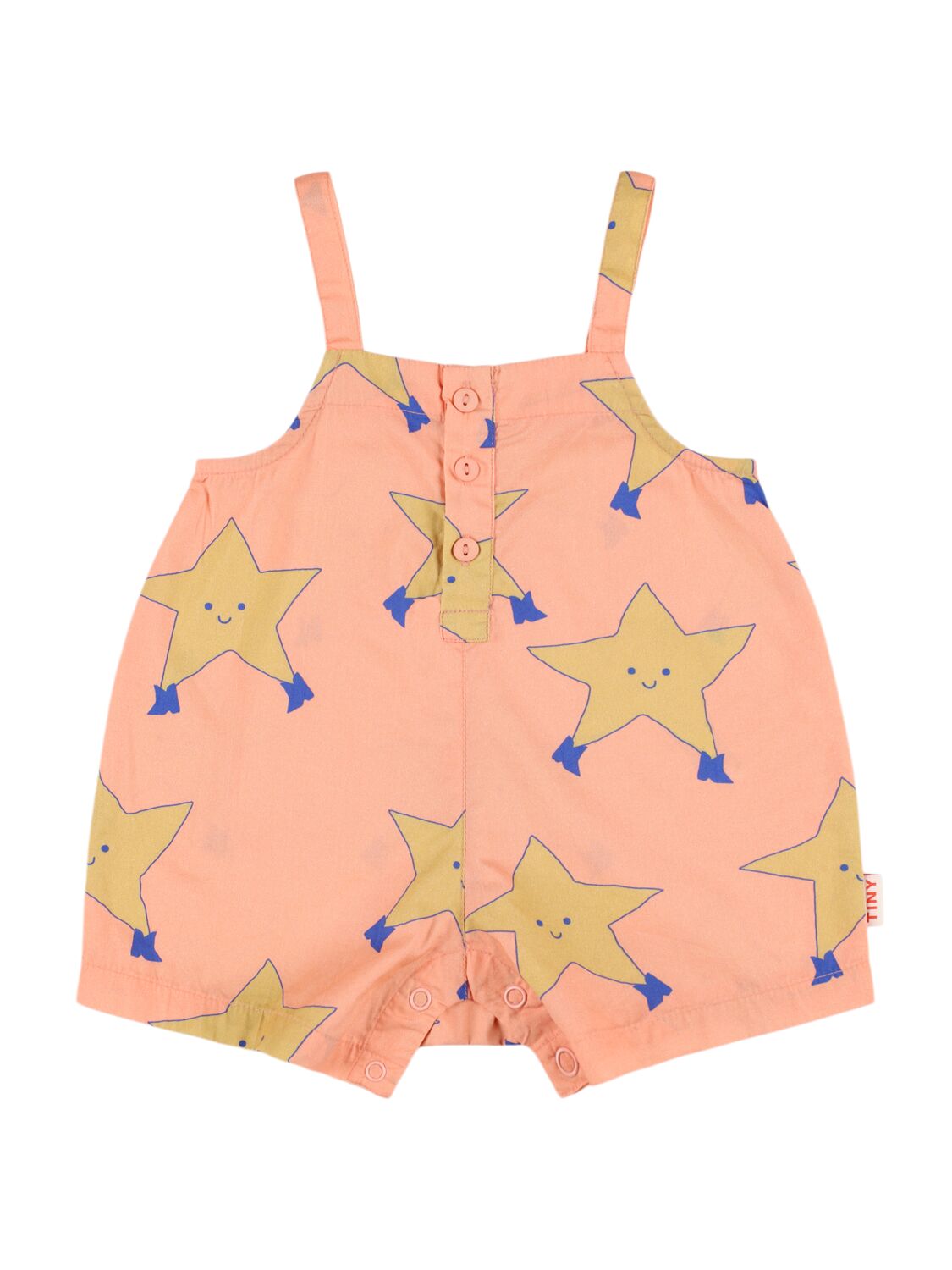 Tiny Cottons Babies' Star Print Cotton Jumpsuit In Light Pink