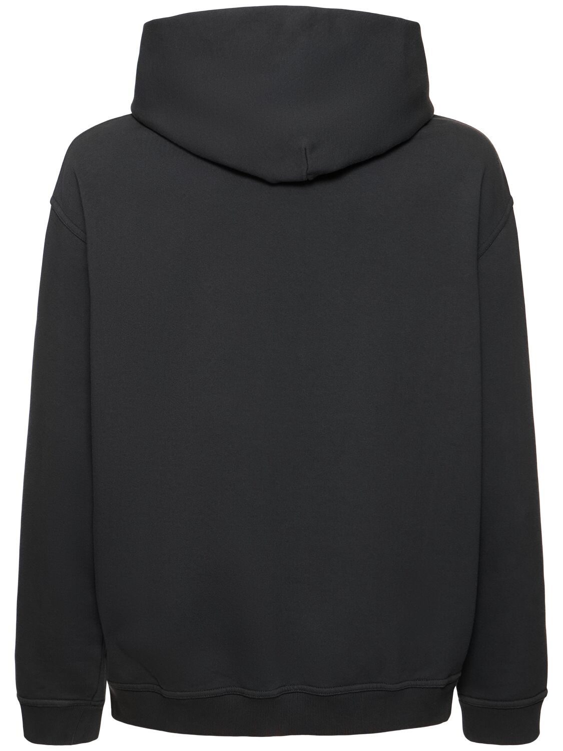 Shop Maison Margiela Logo Cotton Jersey Hoodie In Washed Black