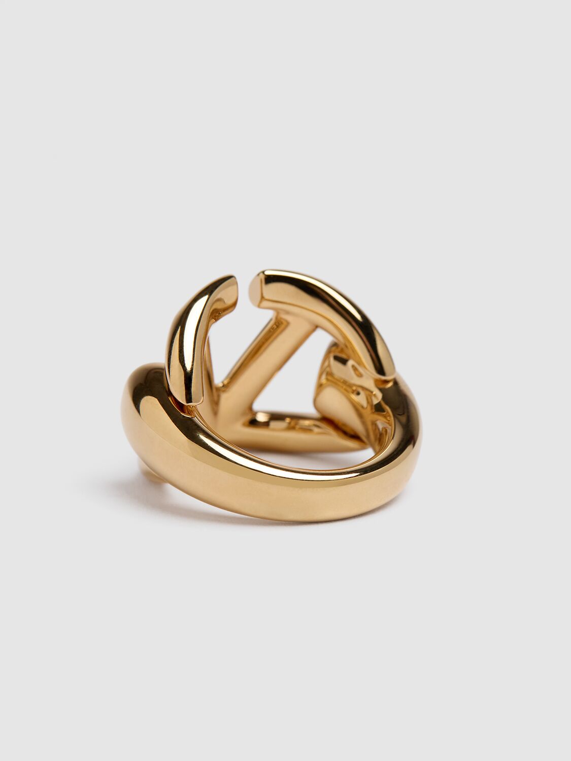 Shop Valentino V Logo Moon Band Ring In Gold