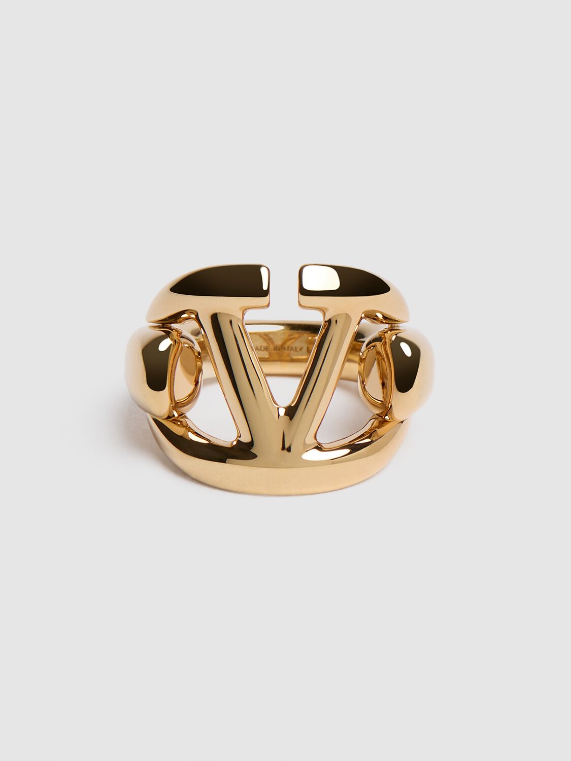 Shop Valentino V Logo Moon Band Ring In Gold