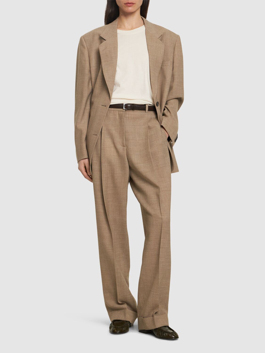 Shop The Row Tor Wool Straight Pants In Beige