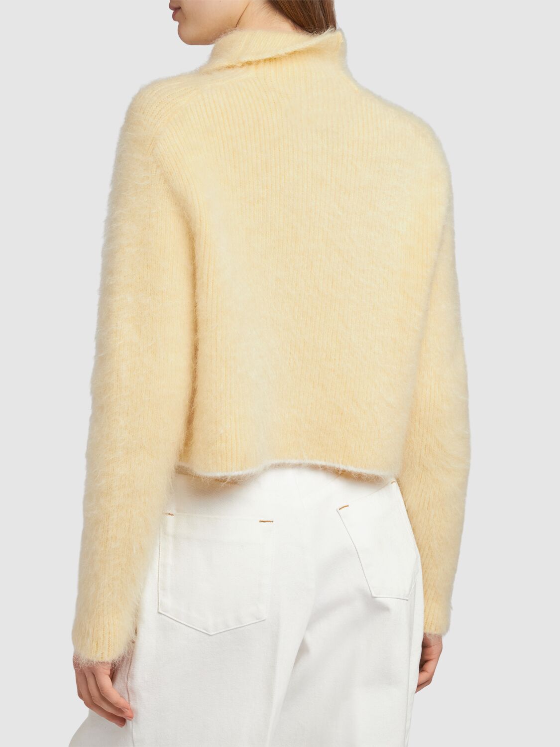 Shop Jacquemus Le Pull Marina Mohair Blend Knit Sweater In Light Yellow