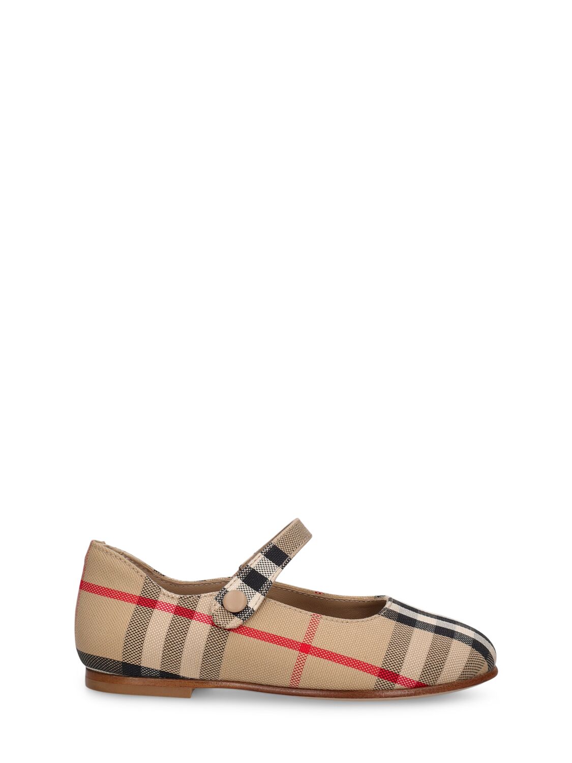 Burberry Kids' Check Print Ballerinas W/strap In Beige