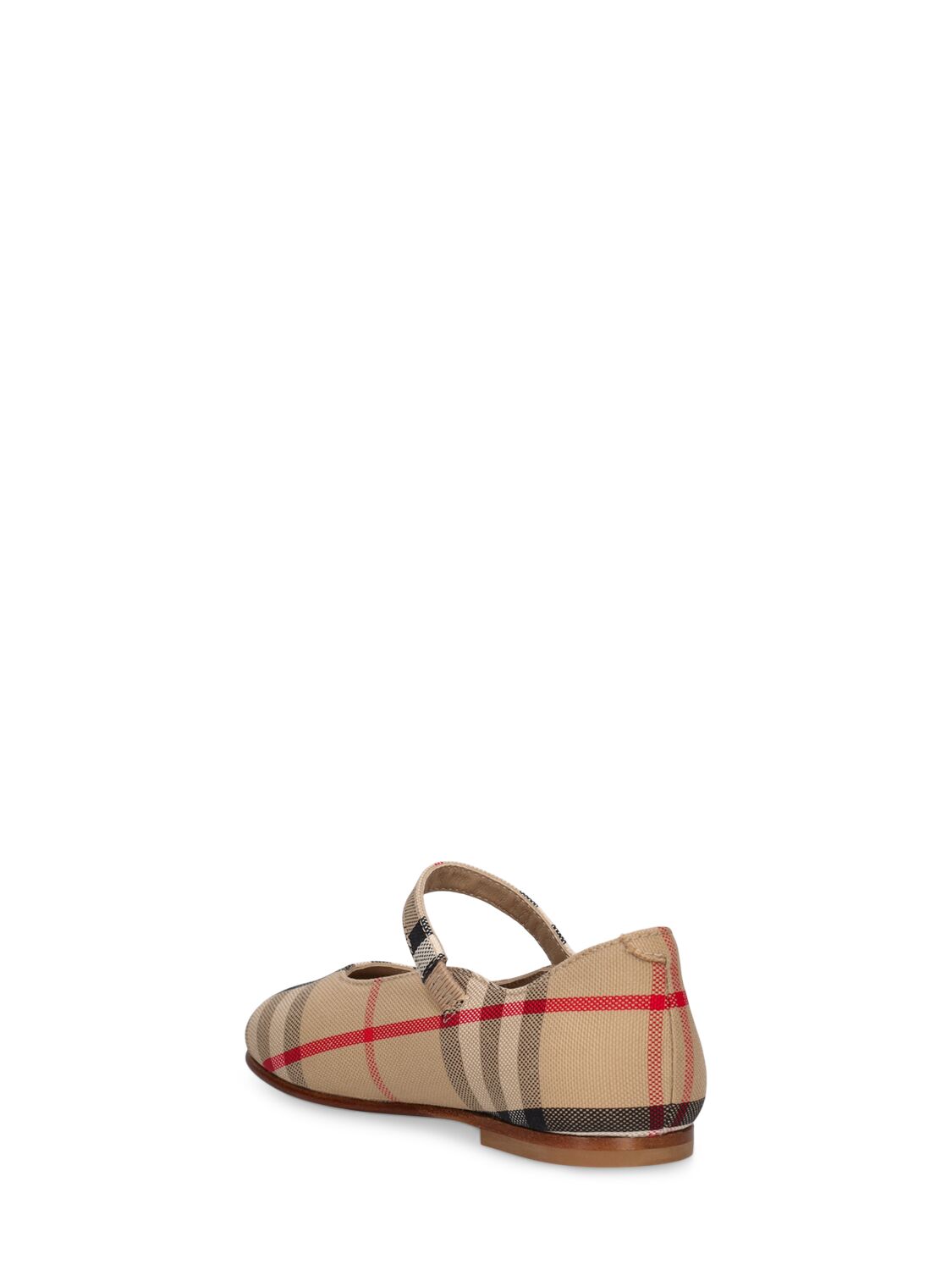 Shop Burberry Check Print Ballerinas W/strap In Beige