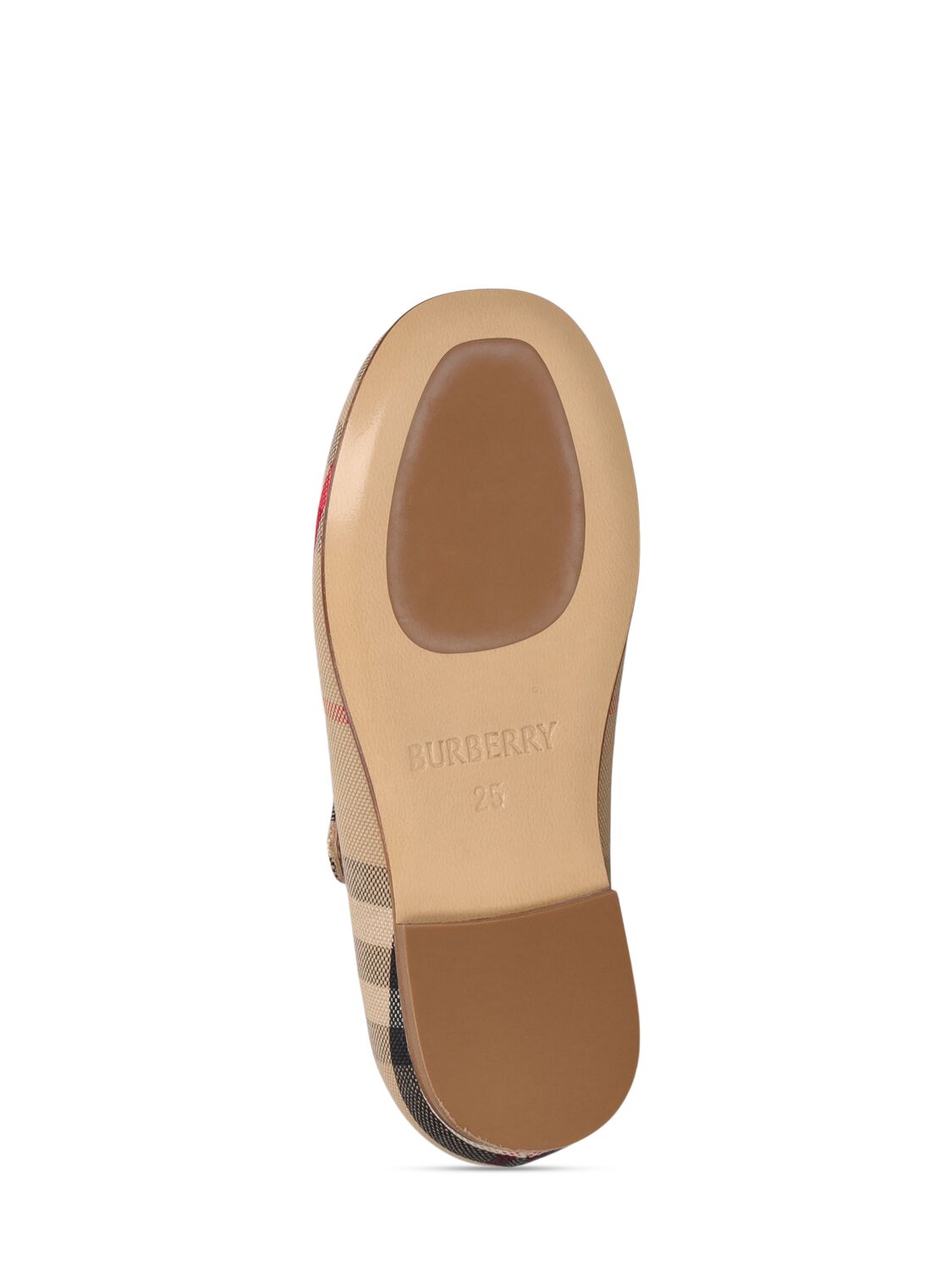 Shop Burberry Check Print Ballerinas W/strap In Beige