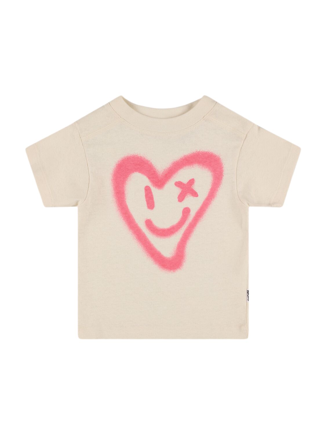 Molo Kids' Printed Cotton Jersey S/s T-shirt In White