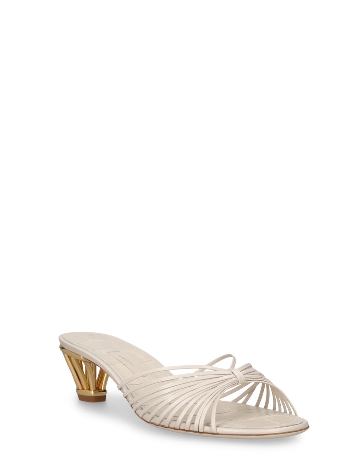 Shop Ferragamo 40mm Aryana Leather Mule Sandals In Off White