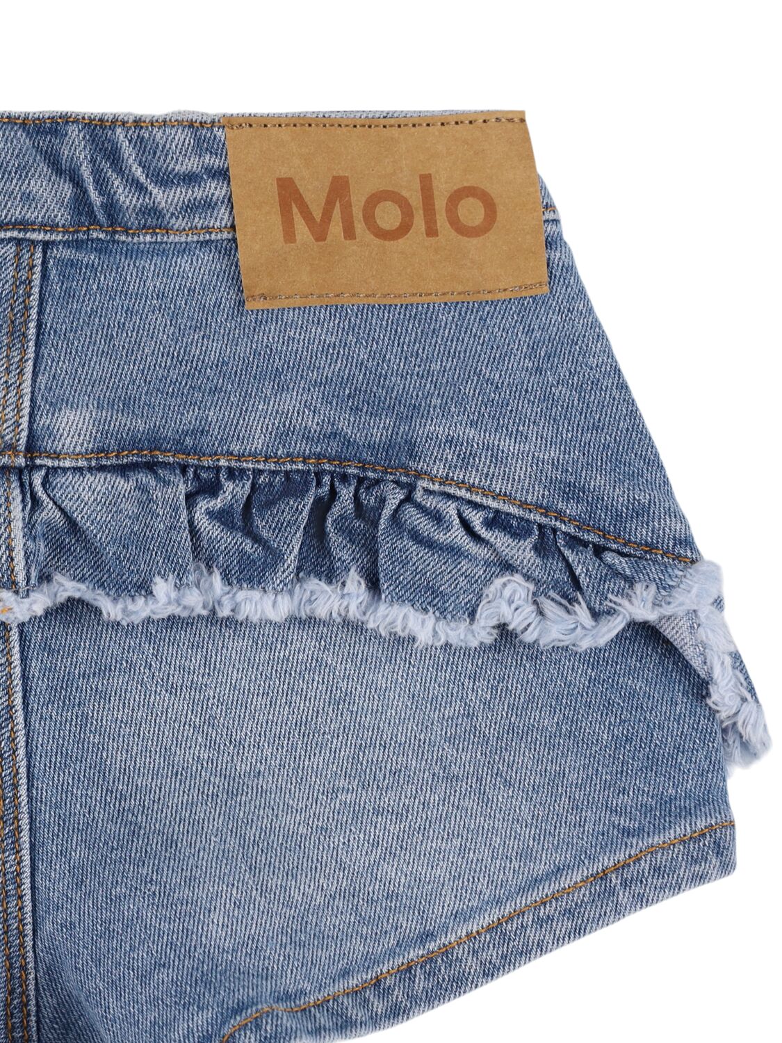 Shop Molo Stonewashed Cotton Denim Shorts