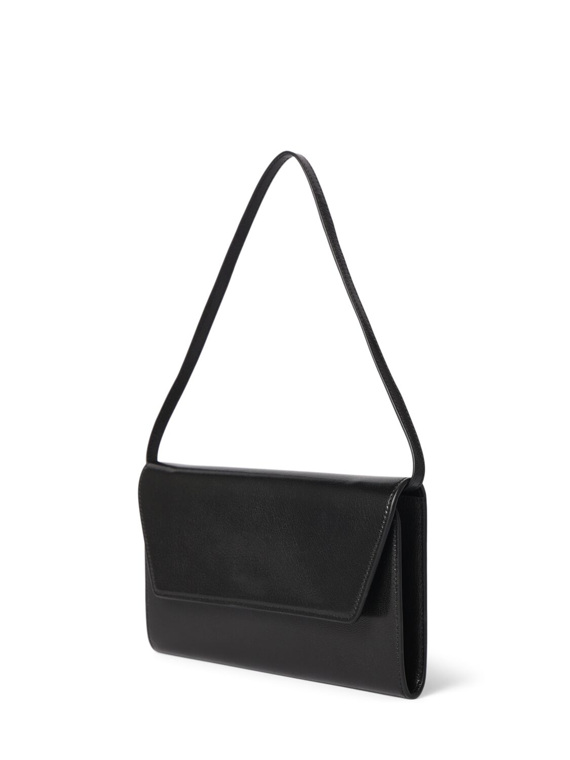 Shop The Row Evening Shiny Leather Clutch In Black