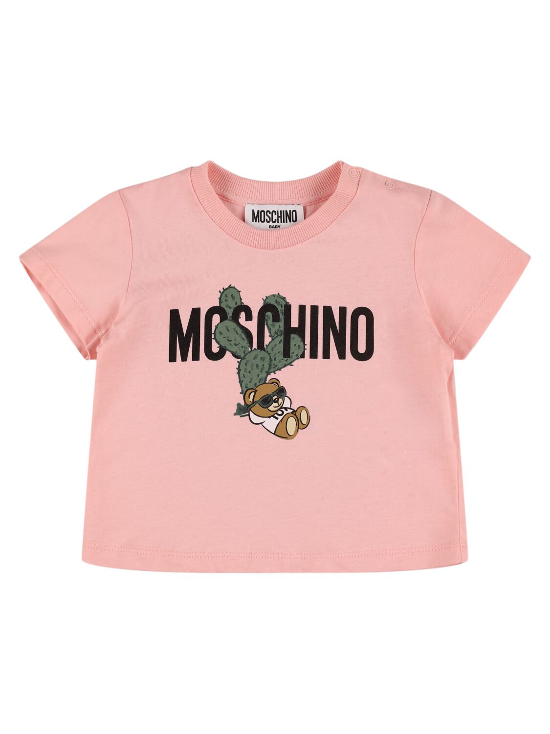 Moschino Kids' Cotton Jersey T-shirt In Pink