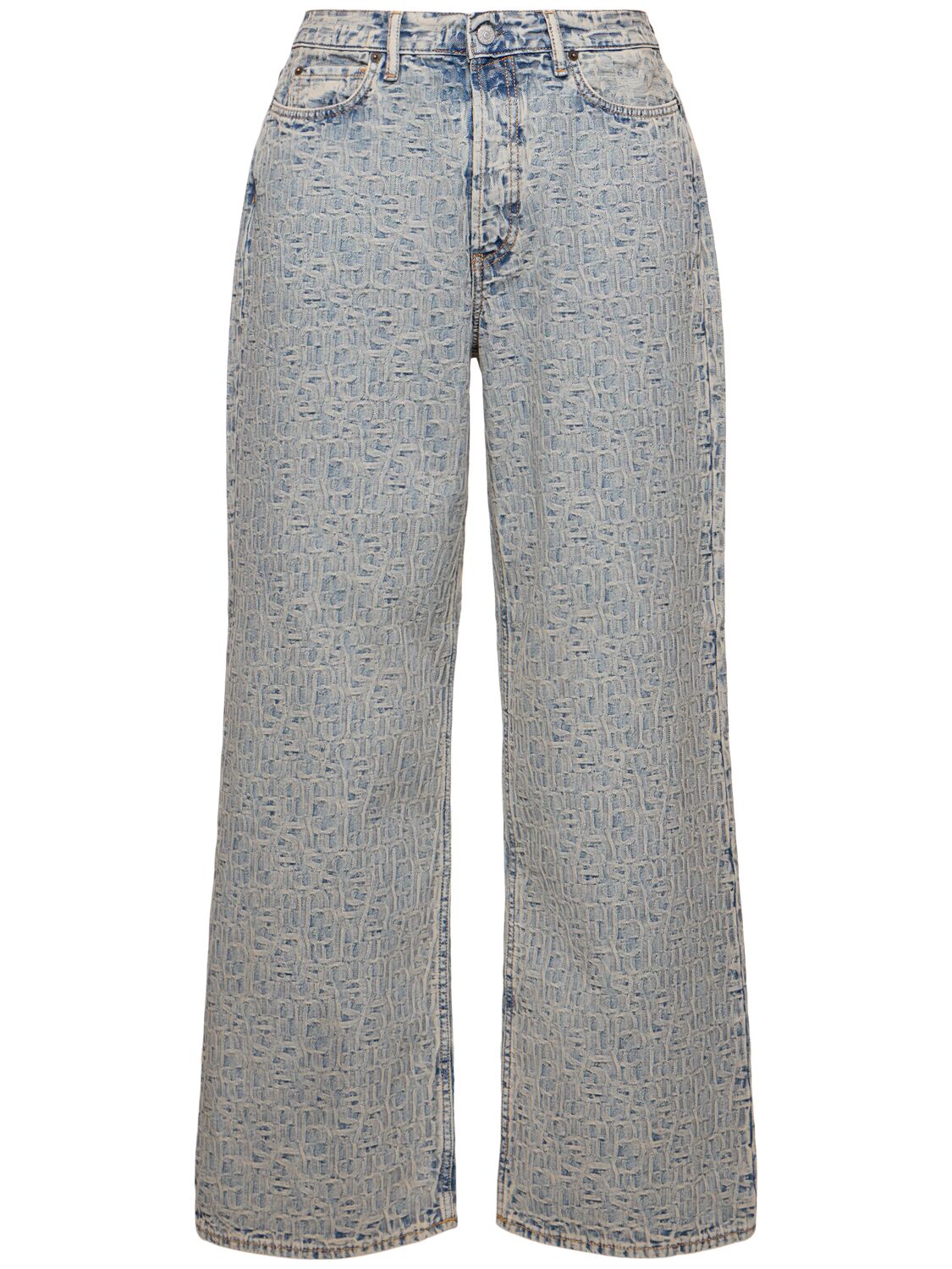 Shop Acne Studios Monogram Cotton Denim Jeans In Blue,beige