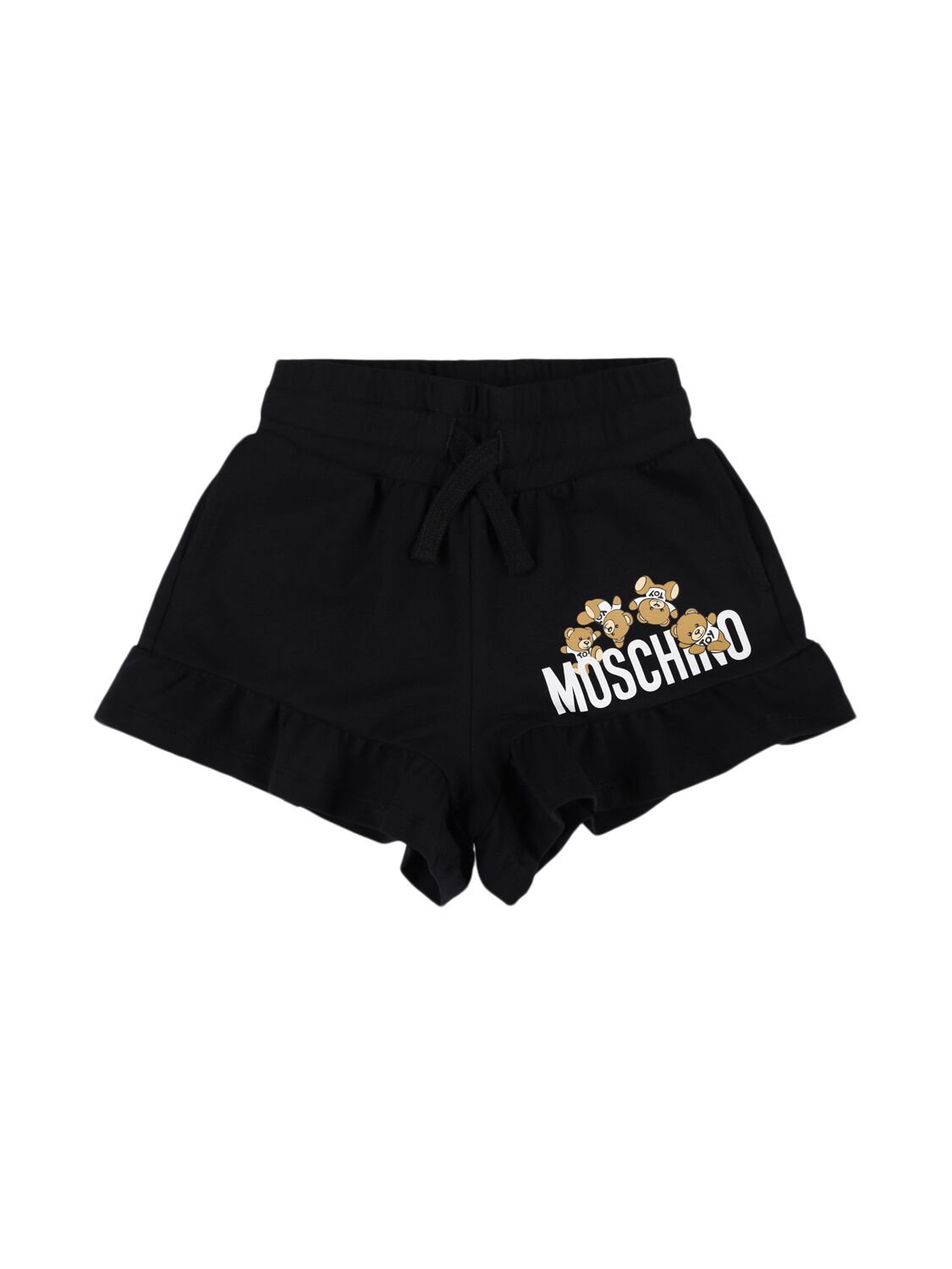 Moschino Kids' Cotton Sweat Shorts In Black
