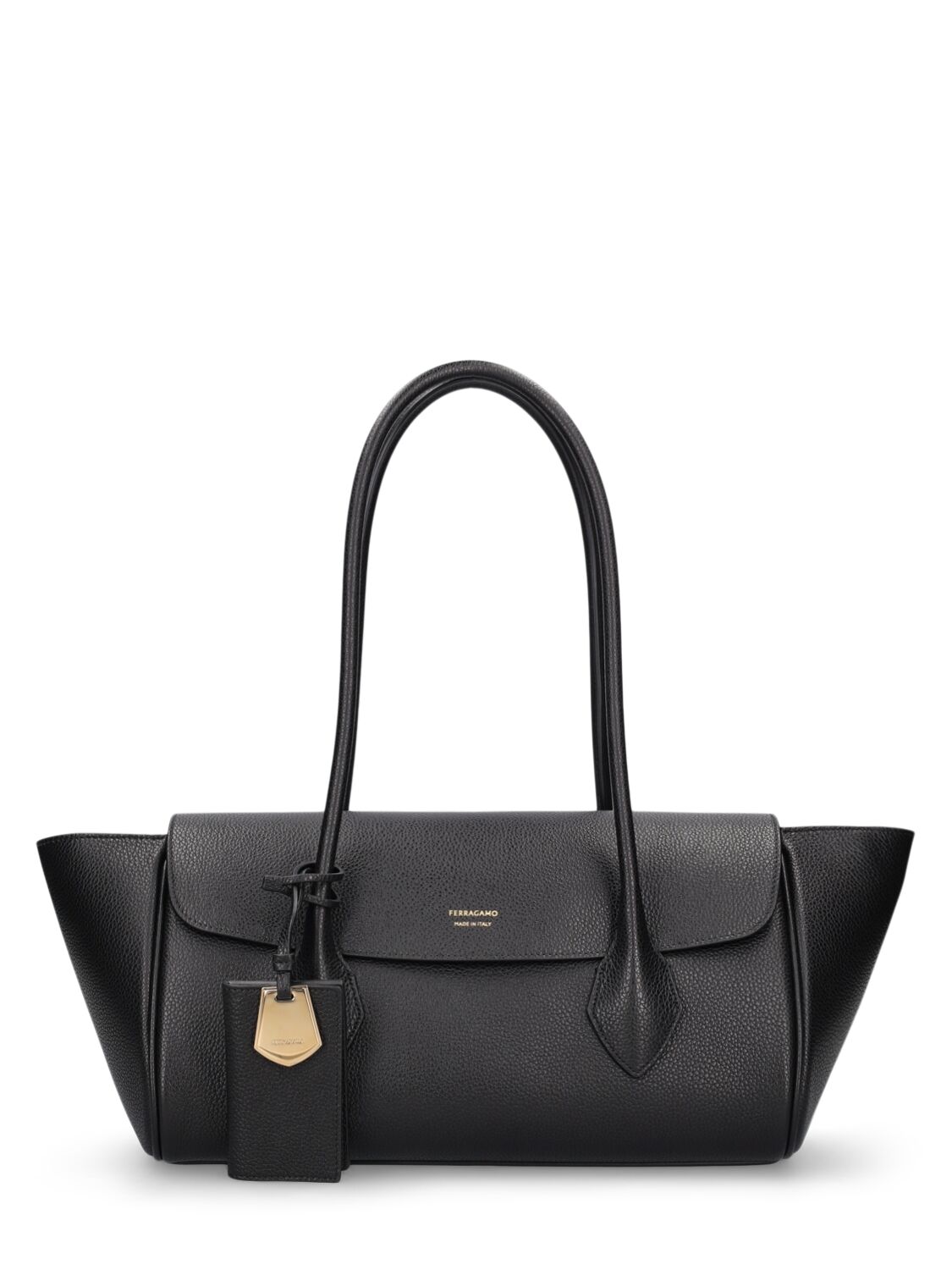 Ferragamo Medium Class Leather Shoulder Bag In Black