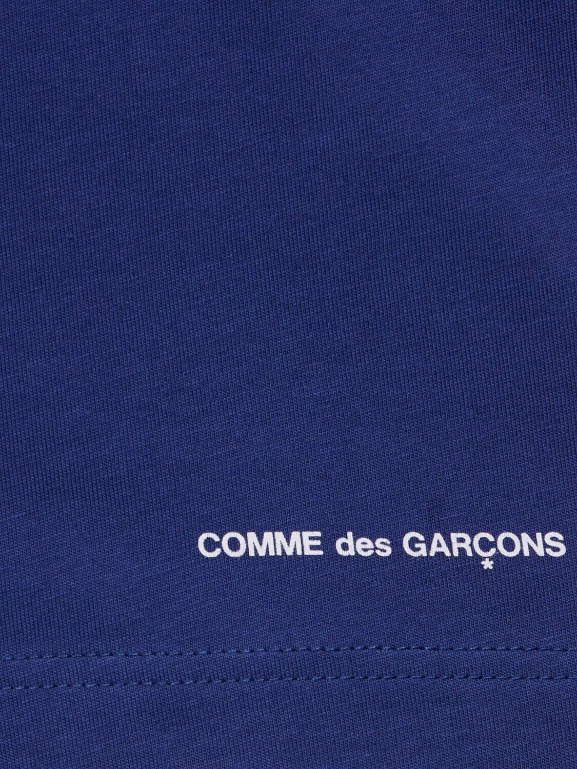 Shop Comme Des Garçons Shirt Logo Printed Cotton T-shirt In Navy