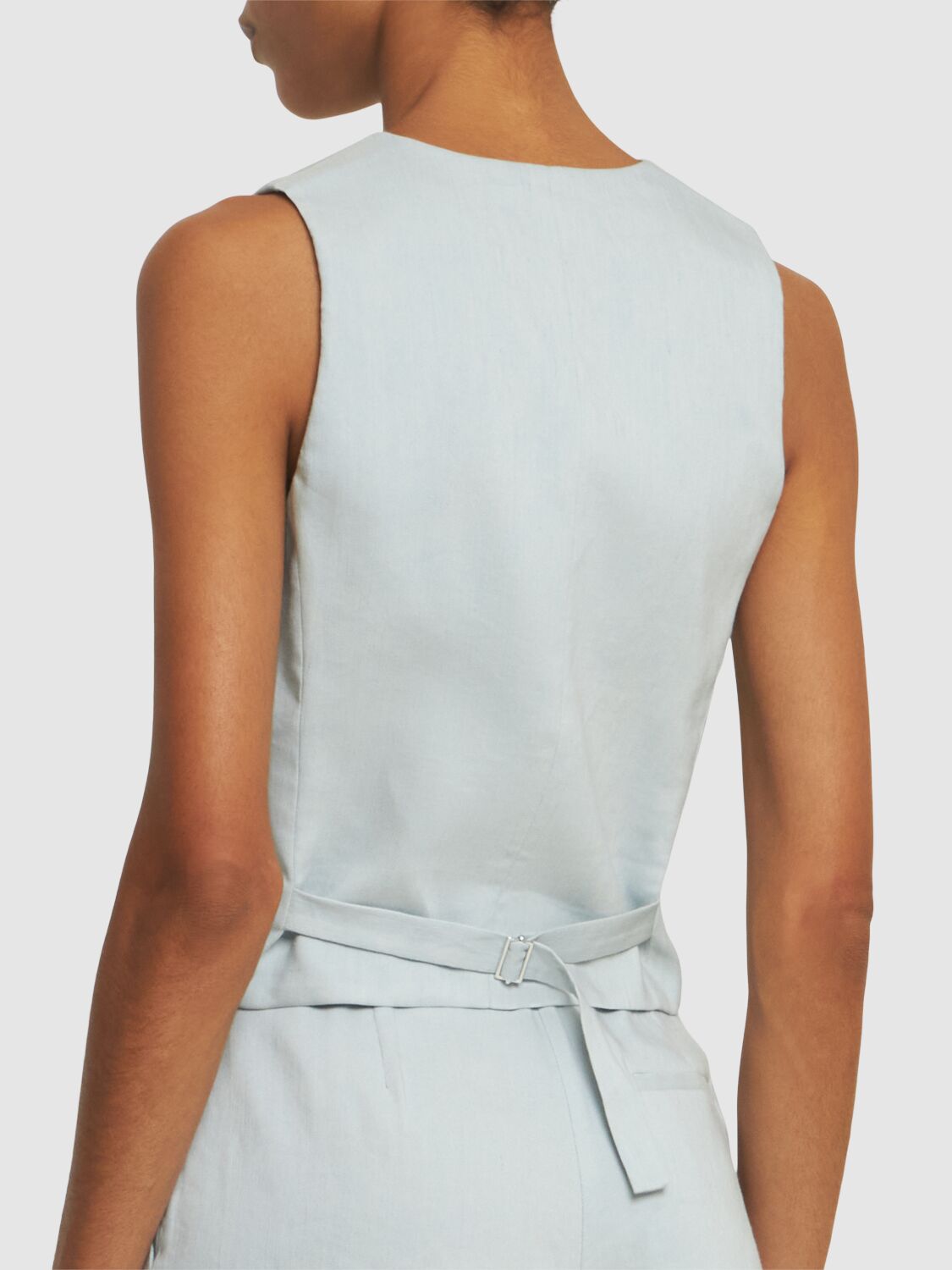 Shop The Andamane Pauline Linen Blend Vest In Blue