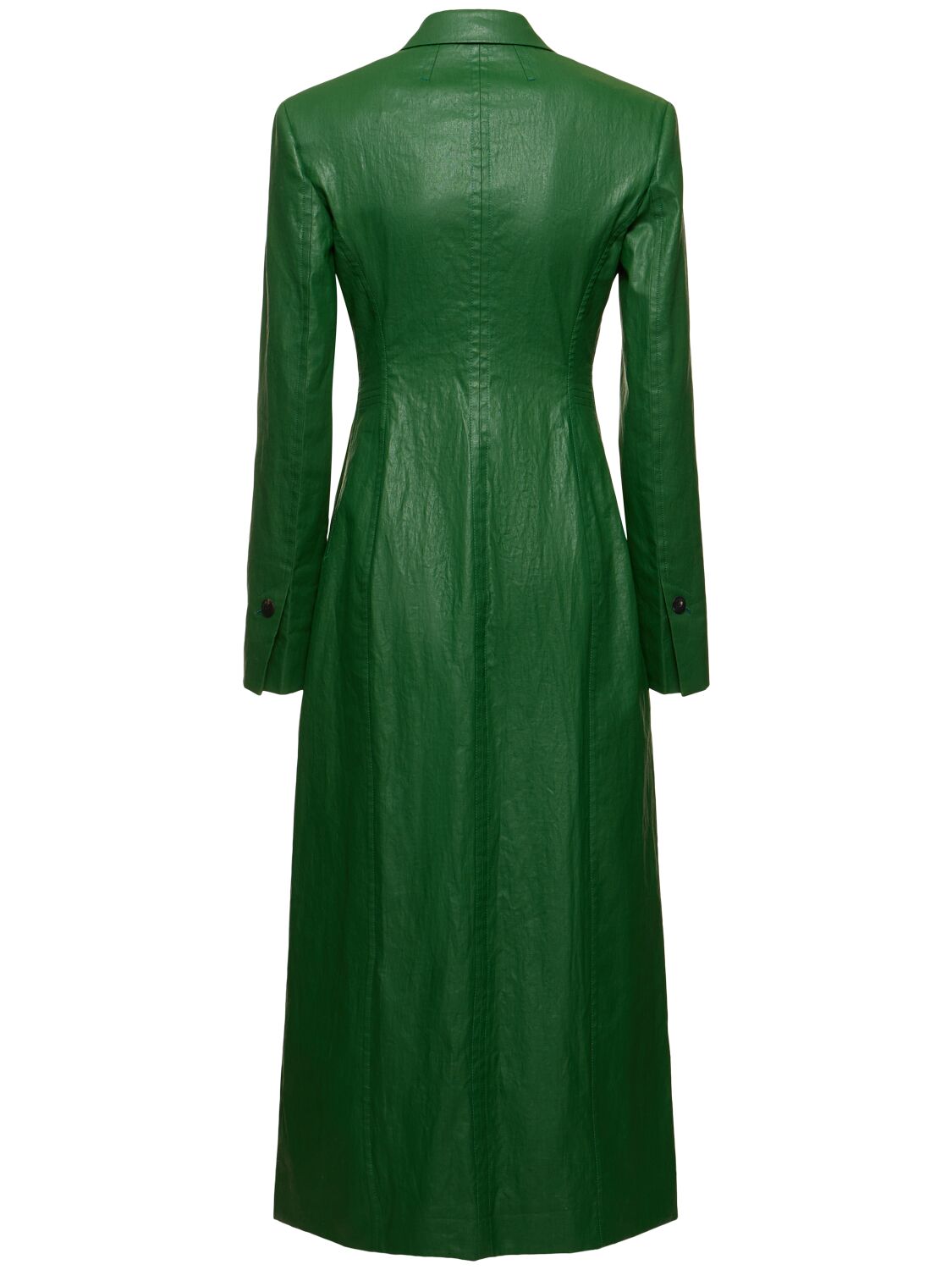 Shop Ferragamo Single Breast Viscose Long Coat In Green