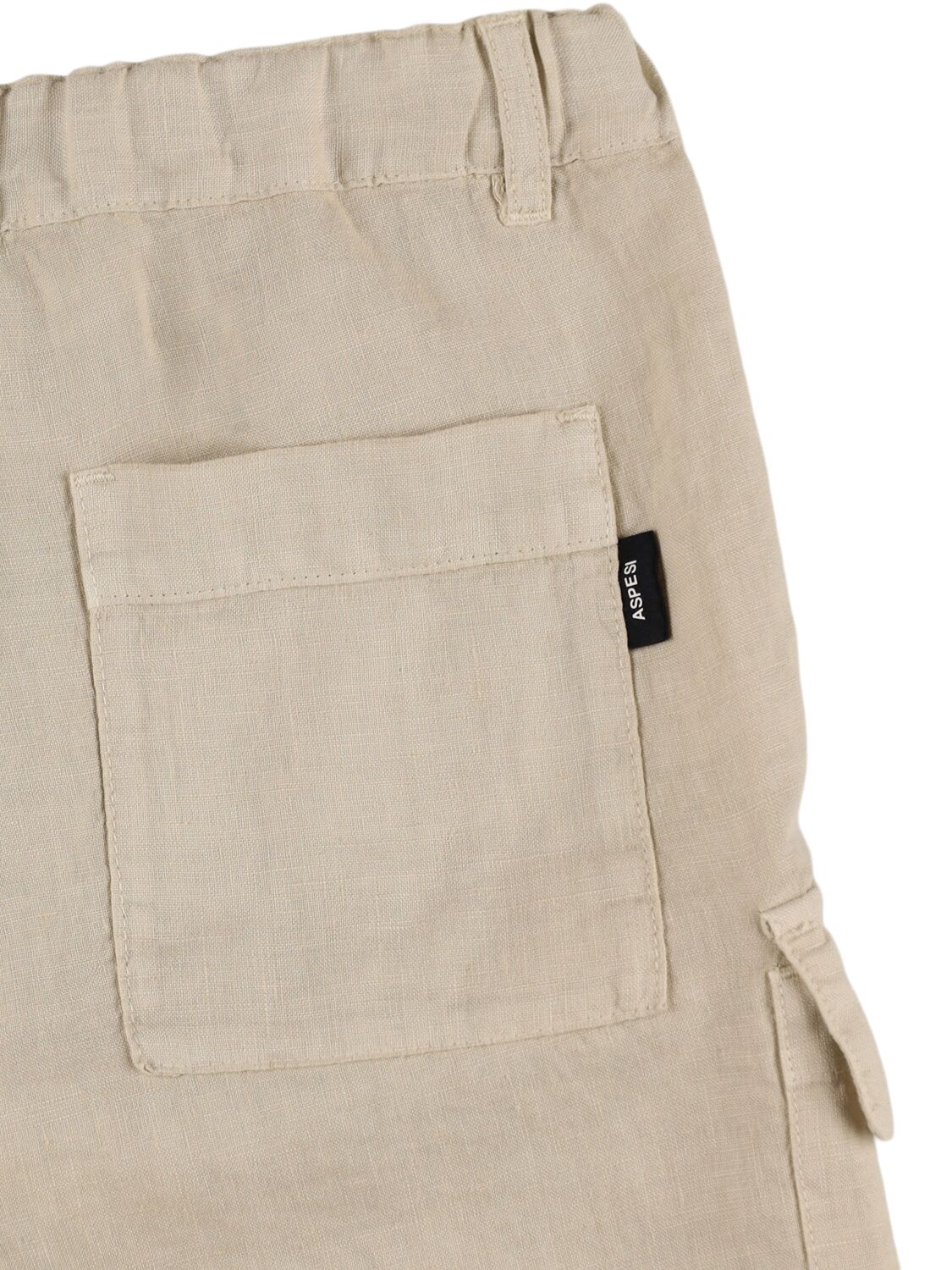 Shop Aspesi Linen Cargo Shorts In Beige