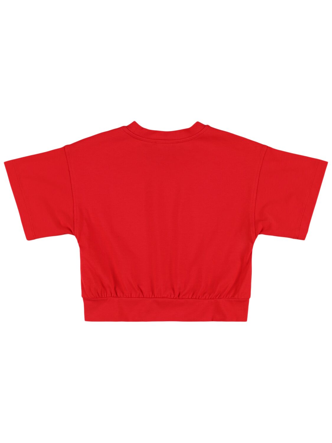 Shop Moschino Cotton Jersey Cropped T-shirt In Red