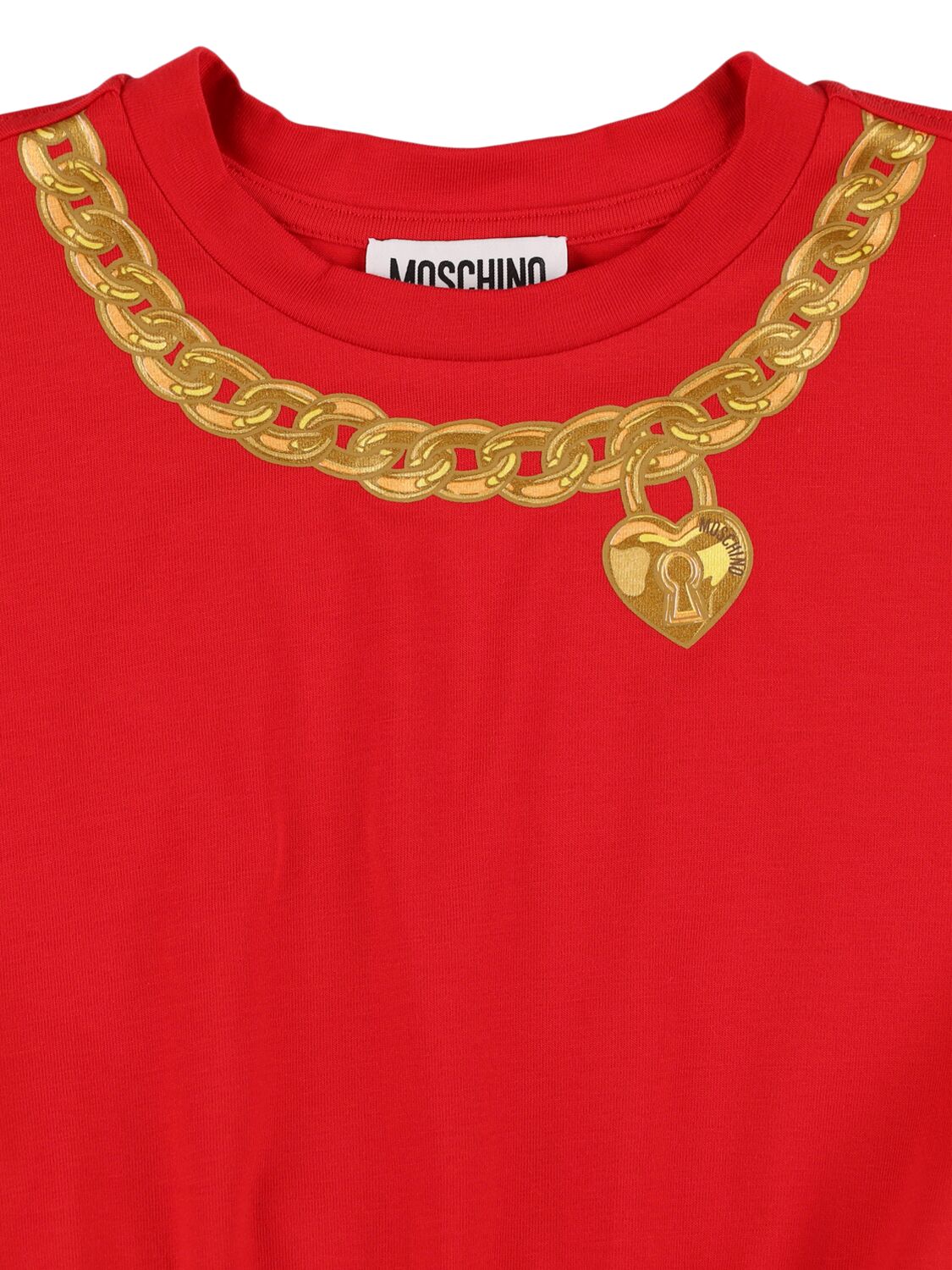Shop Moschino Cotton Jersey Cropped T-shirt In Red