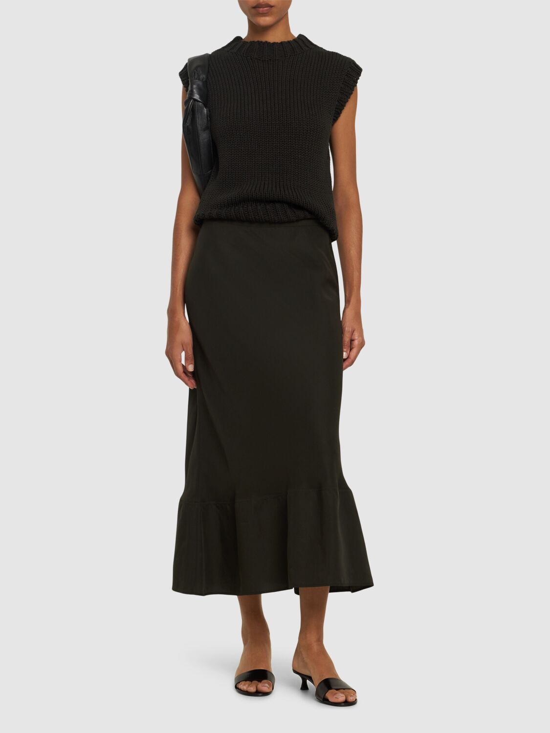 Shop Lemaire Bias Cut Long Skirt In Brown