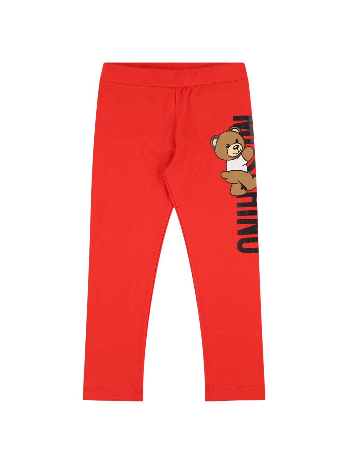 Moschino Kids' Cotton Jersey Leggings In Red
