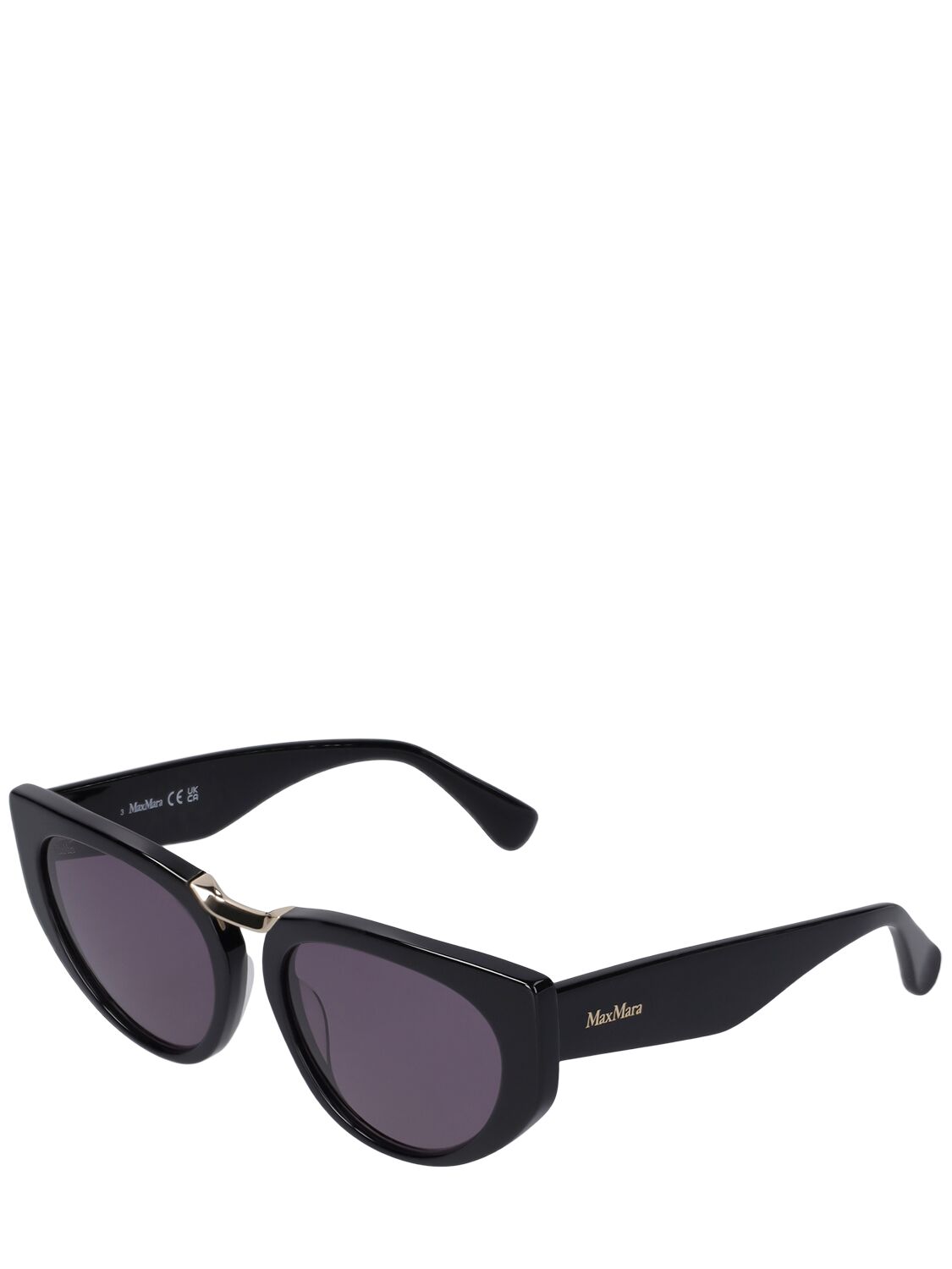 Shop Max Mara Bridge1 Round Acetate Sunglasses In Black,smoke