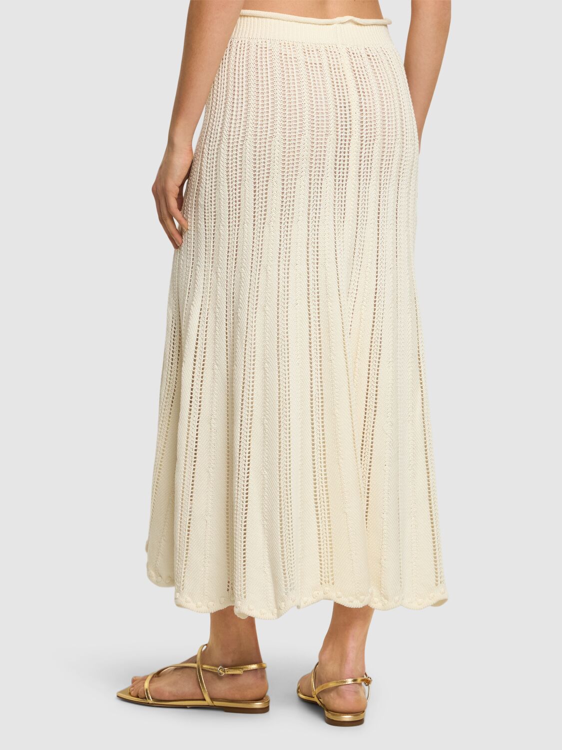 Shop Forte Forte Mercerized Cotton Crochet Long Skirt In White