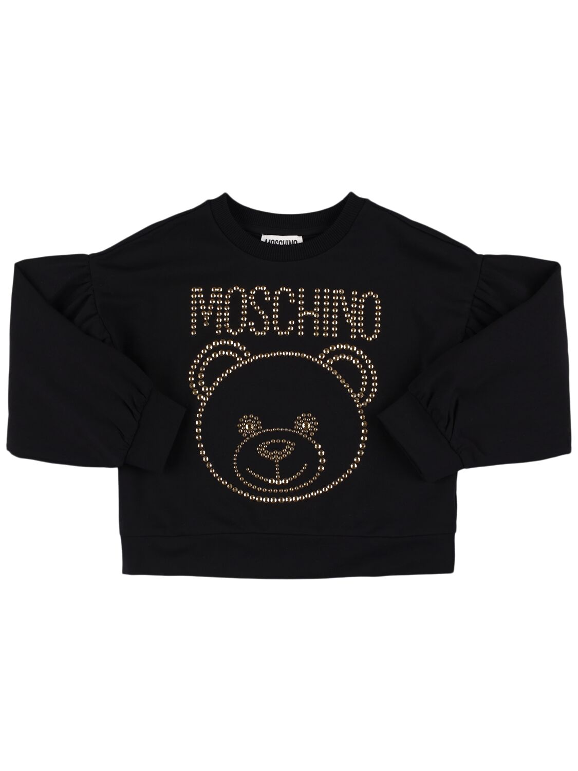Moschino Kids' Cotton Crewneck Sweatshirt In Black