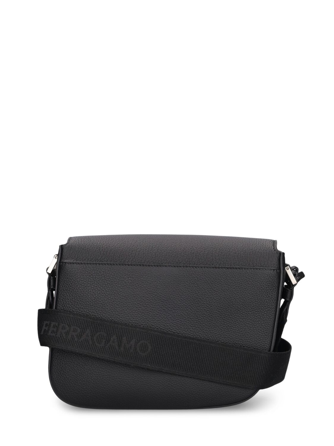 Shop Ferragamo Fiamma Leather Crossbody Bag In Black