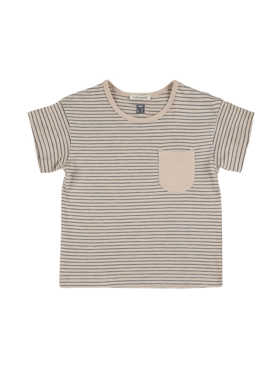 Liewood Kids' Striped Organic Cotton T-shirt In Gray