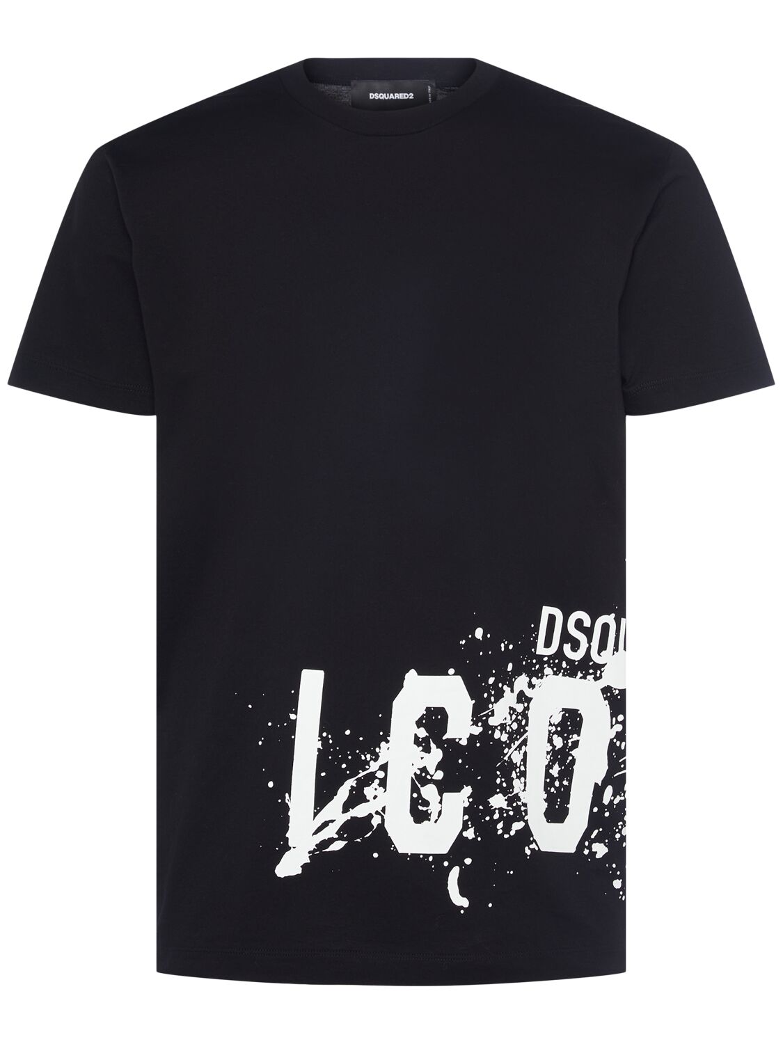 Shop Dsquared2 Icon Splash Printed Cotton T-shirt In Black