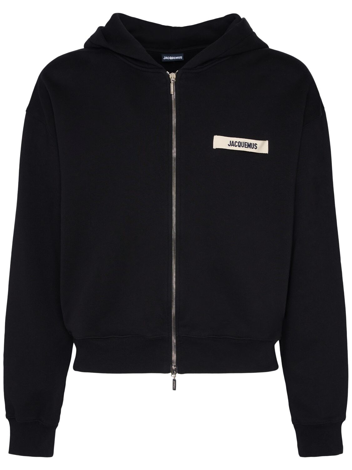 Jacquemus Le Hoodie Gros Grain Zip-up Sweatshirt In Black