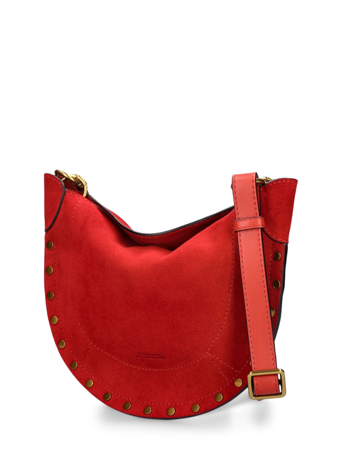 Shop Isabel Marant Mini Moon Soft Suede Shoulder Bag In 猩红色