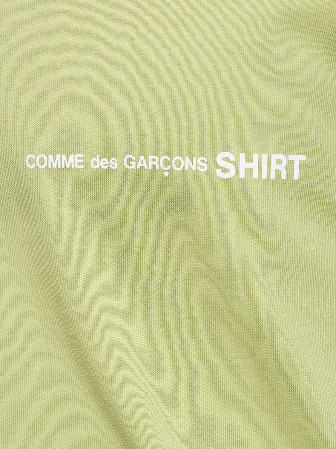 Shop Comme Des Garçons Shirt Logo Cotton T-shirt In Khaki