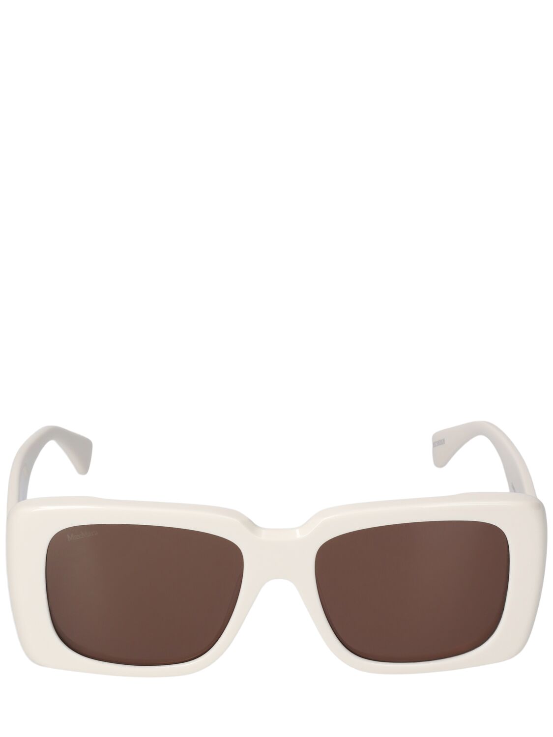 Max Mara Glimpse3 Squared Acetate Sunglasses In White,brown