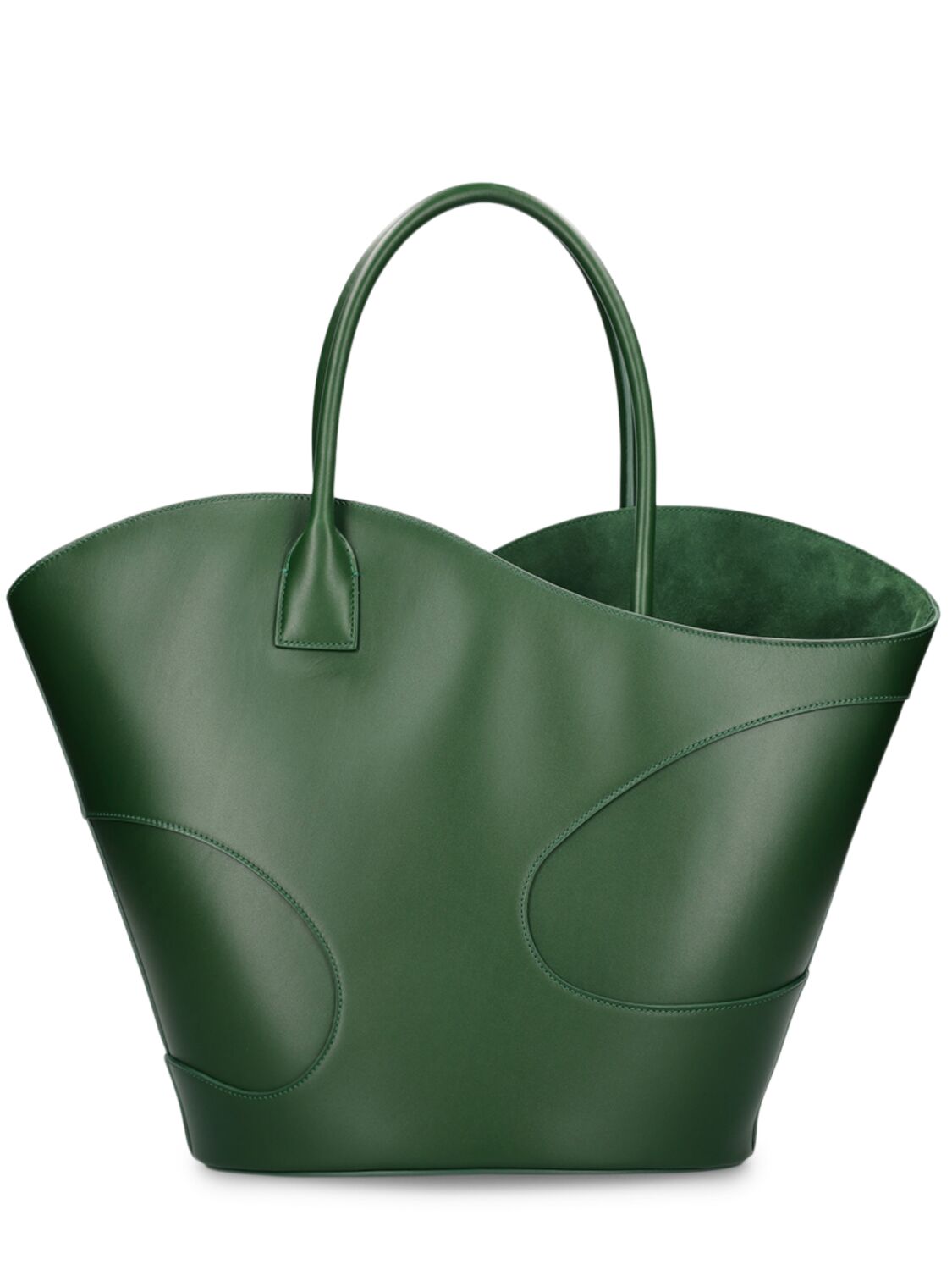 Shop Ferragamo Cutout Leather Tote Bag In Forest Green