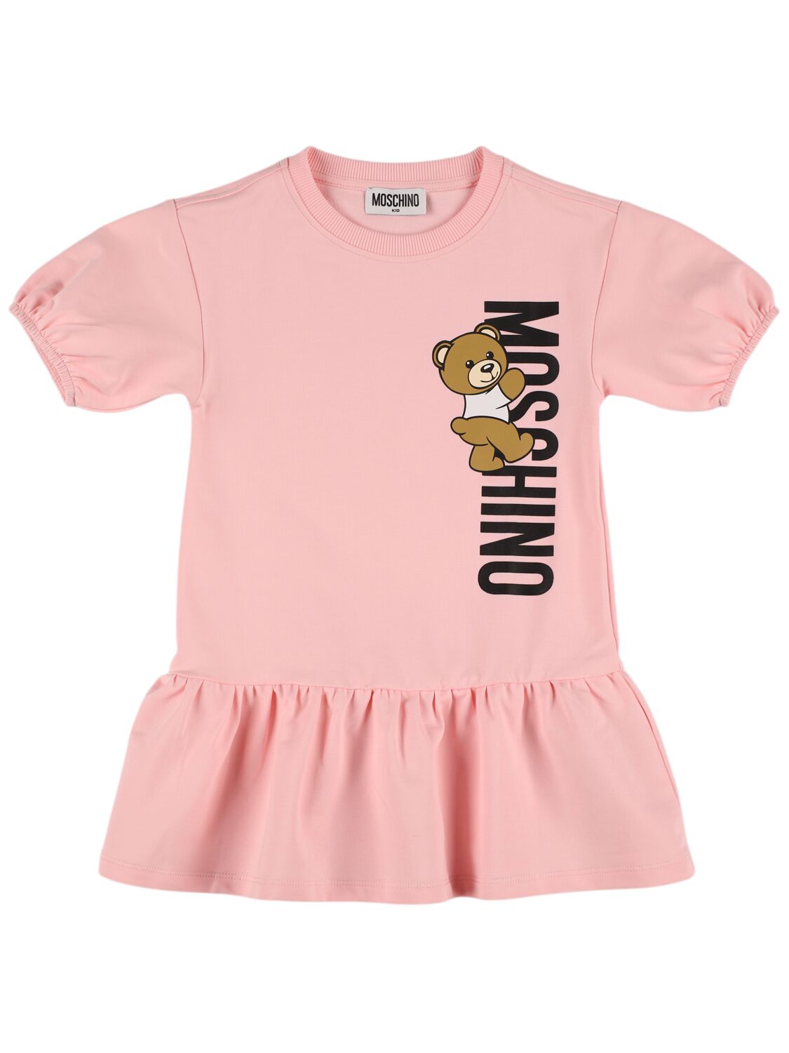 Moschino Kids' Cotton Blend Sweat Dress In Pink