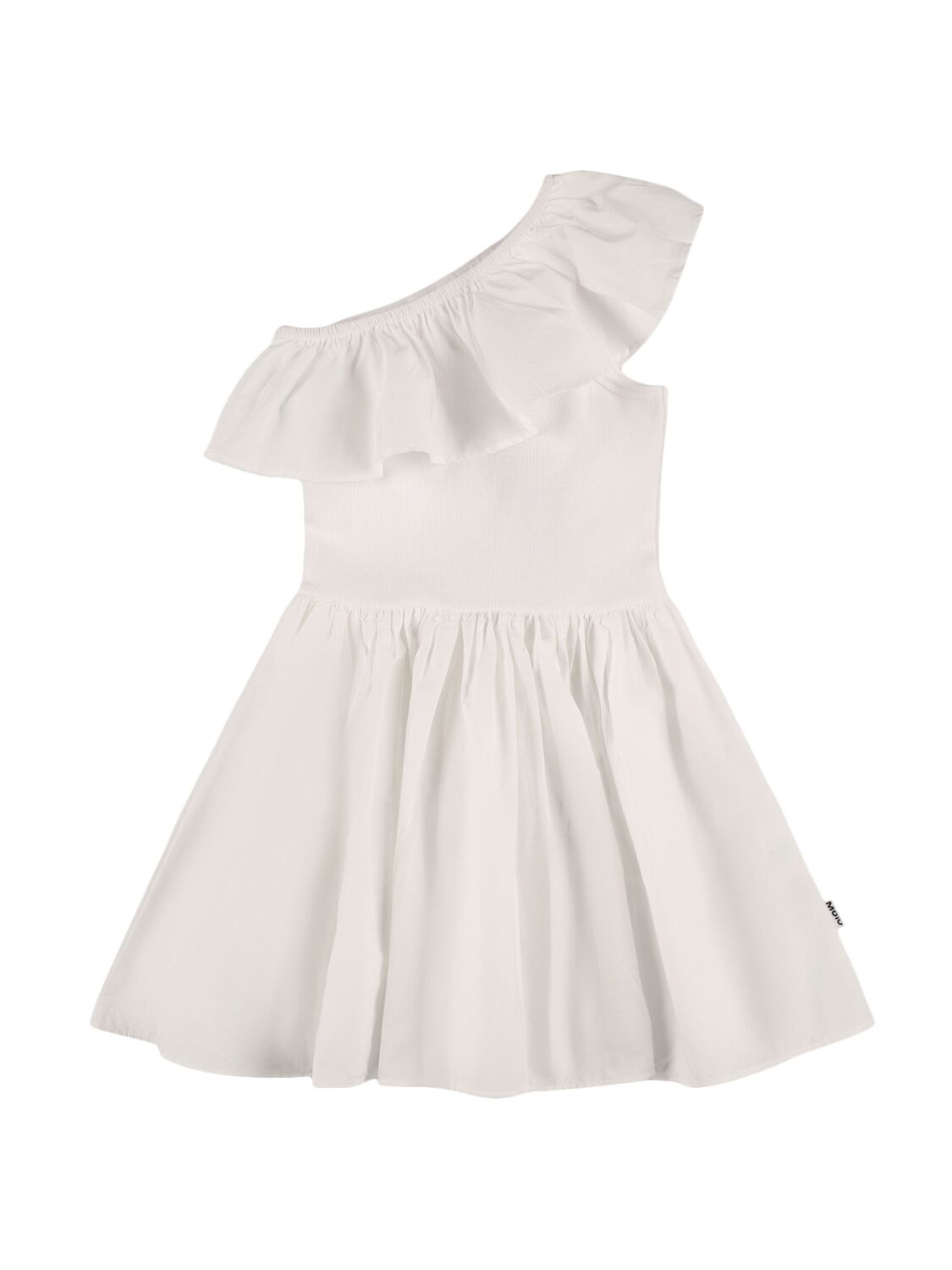 Molo Kids' Cotton Jersey & Poplin Dress In White