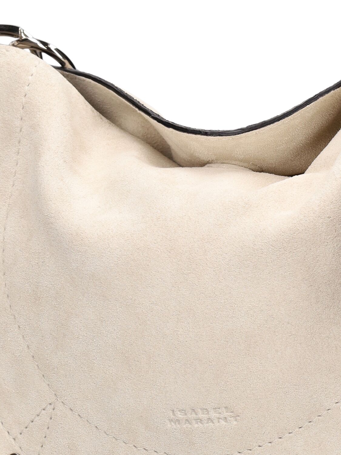 Shop Isabel Marant Mini Moon Soft Suede Shoulder Bag In 米白色
