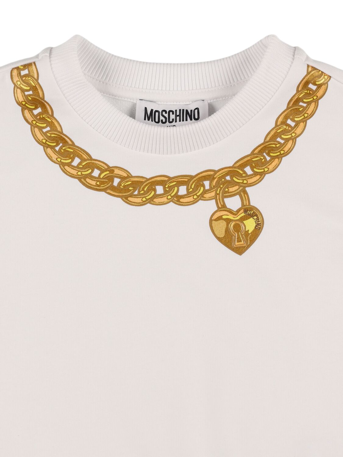 Shop Moschino Cropped Cotton Blend Sweatshirt In White