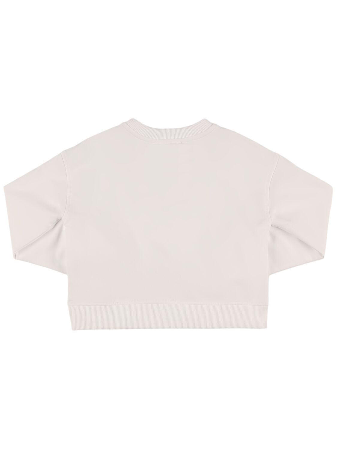 Shop Moschino Cropped Cotton Blend Sweatshirt In White