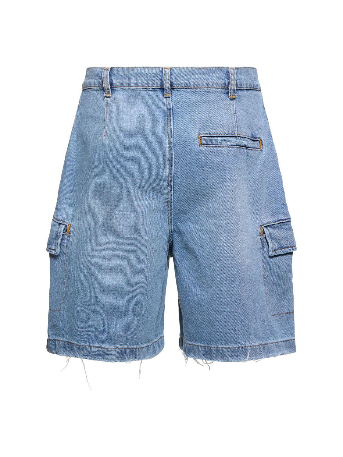 Shop Flâneur Light Denim Cargo Shorts In Blue Denim Oc