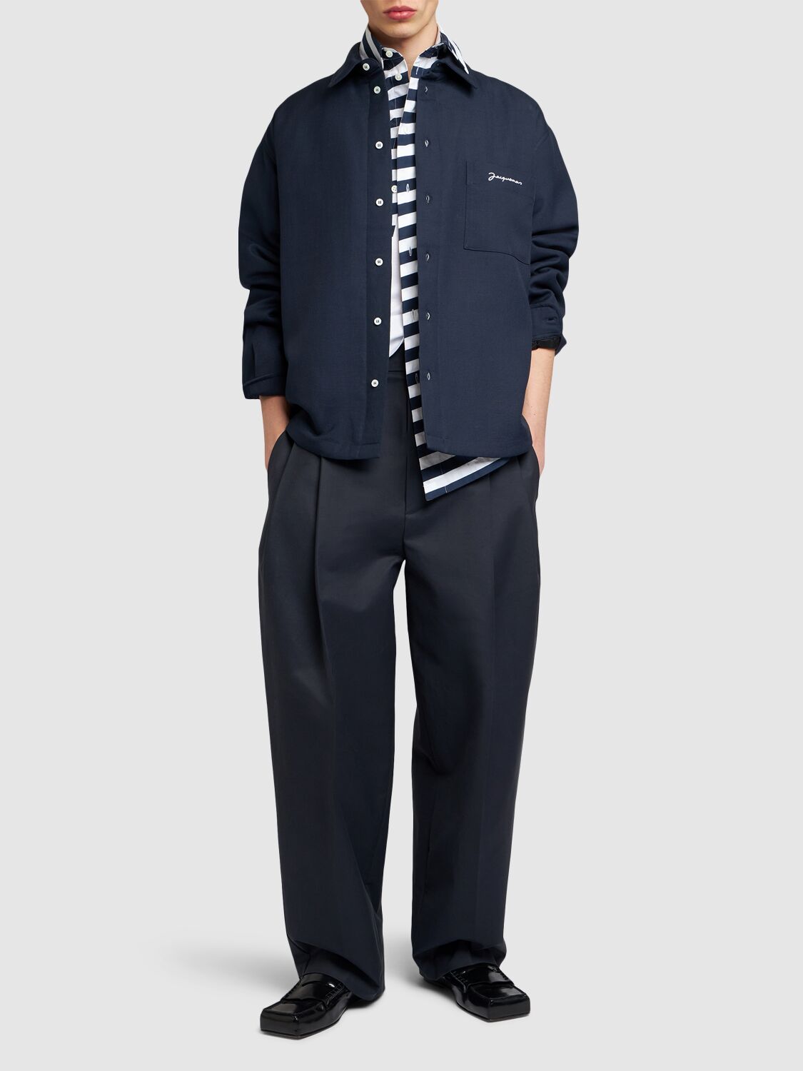 Shop Jacquemus La Chemise Boulanger Button-up Jacket In Navy